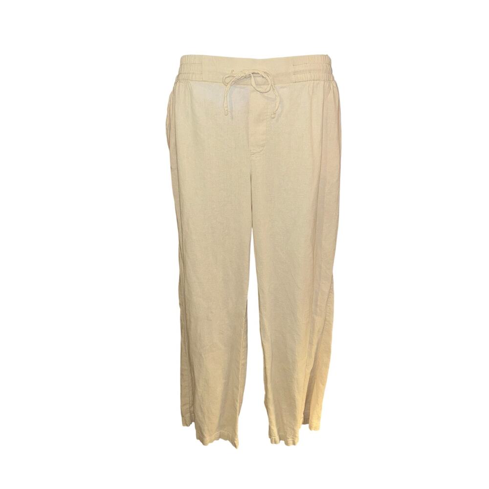Old Navy Linen Blend Pants Women's Size L Drawstring Straight Leg Stretch